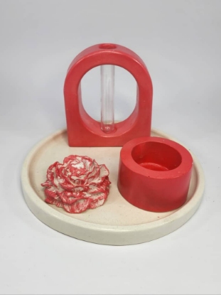 تصویر  ست گلدان و جا شمعی و جا عودی